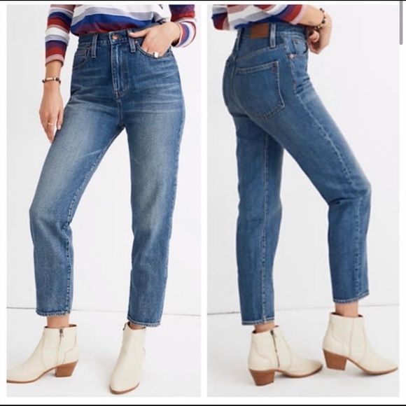 Madewell Denim - Madewell The Momjean High Rise Light Distressing in Downey Wash Women Size 29T